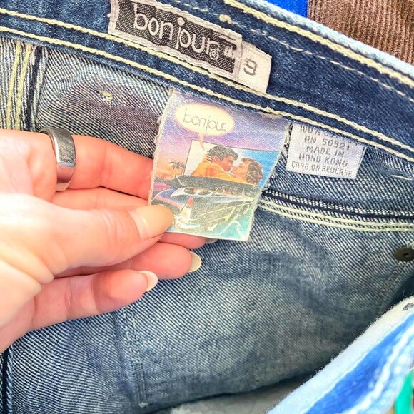 BON JOUR VINTAGE CUT OUT HIGH WAISTED JEAN DENIM SHORTS SIZE 25 - Picture 7 of 7